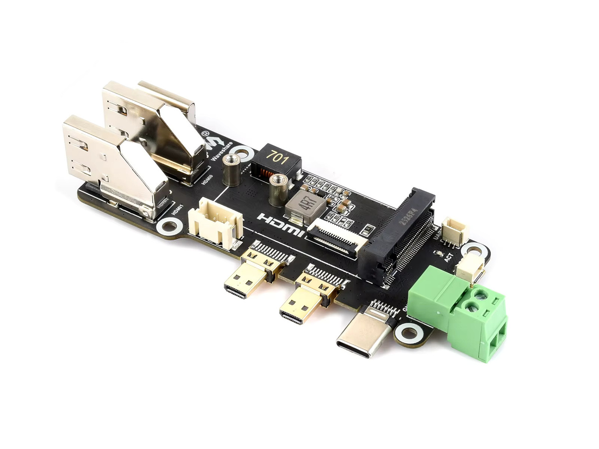 Waveshare PCIe zu M.2 Multifunktionsadapter in Schwarz, kompatibel mit Raspberry Pi 5, unterstützt Dual 4K - Bild 2