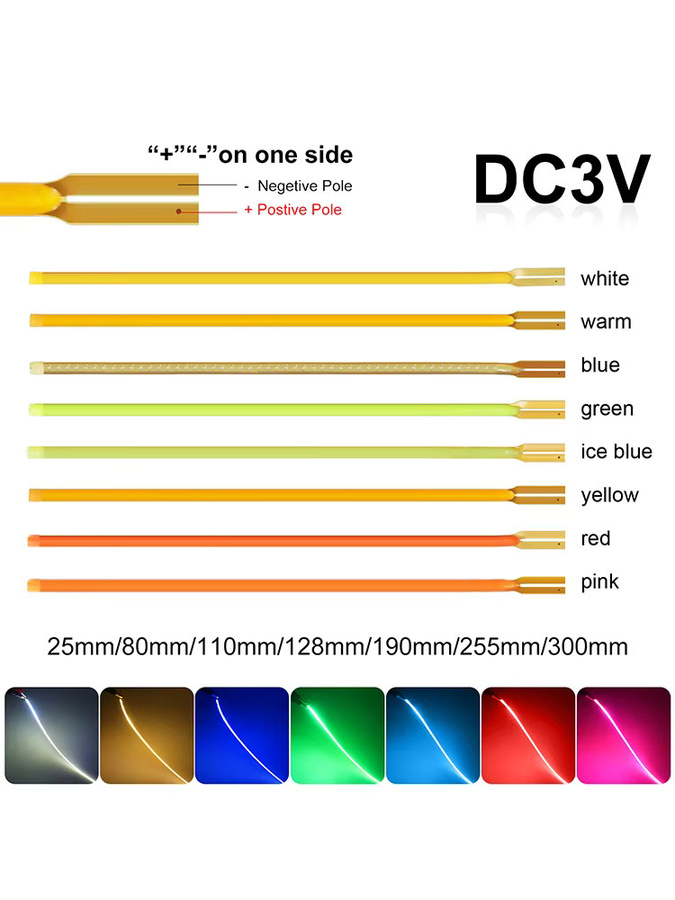 HEGEHE Flexible COB LED Filament Lampe DC 3V in Rot, Blau oder Grün - Bild 3