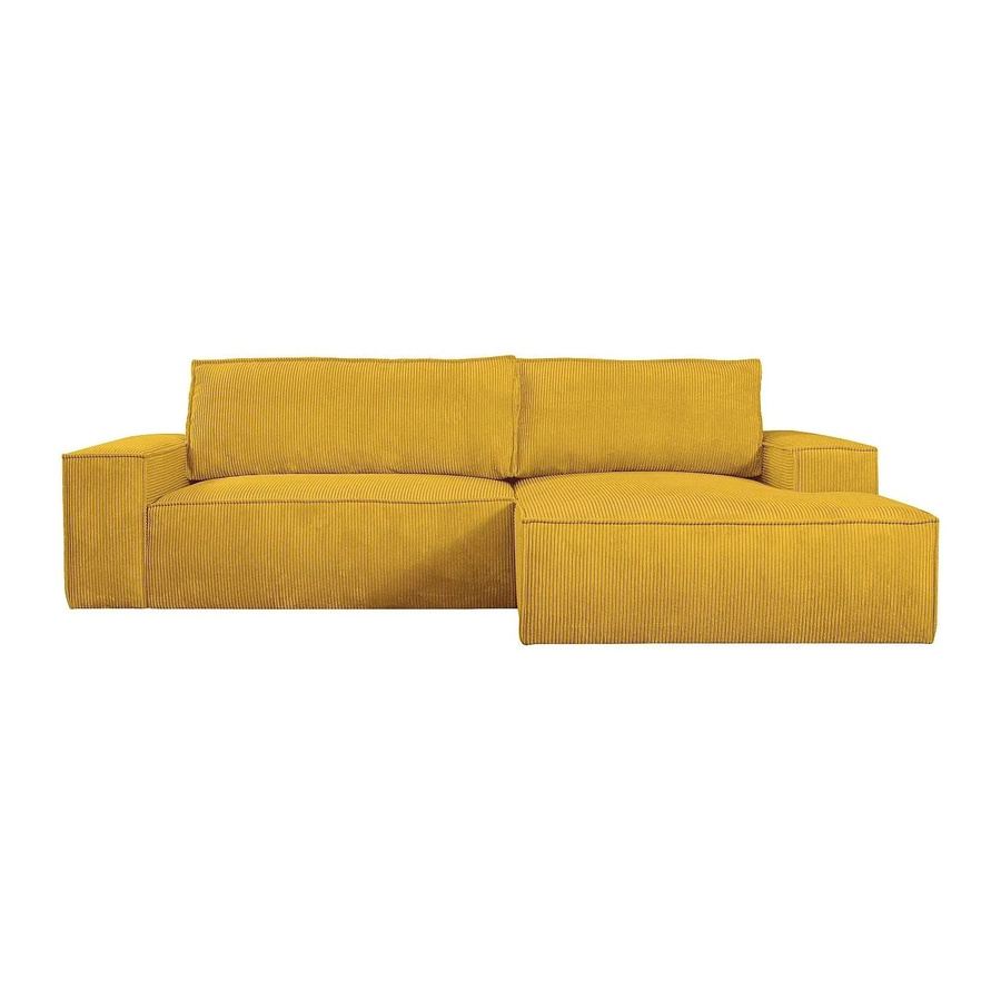 Vente-unique Schlafsofa Amelia in Gelb mit Cord-Bezug und L-Form, Breite: 267 cm - Bild 2