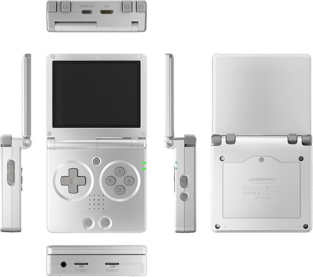 Anbernic RG35XXSP Retro Handheld Konsole Silber mit 128GB Speicher und Storage Bag, Wi-Fi und Bluetooth - Bild 1