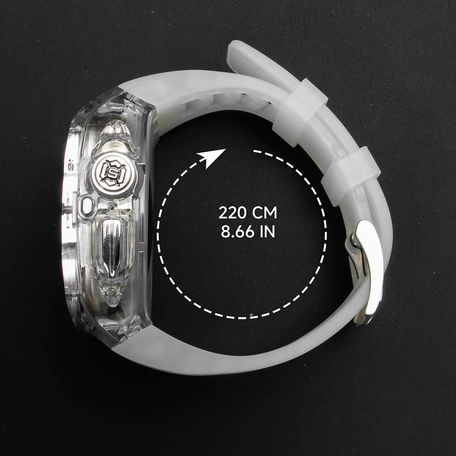 FancyWrist Modifikations-Set für Apple Watch Ultra, Ultra 2 und Ultra 3 (49mm) mit PC-Schutzhülle und Silikonband in Weiß und Silber - Bild 2