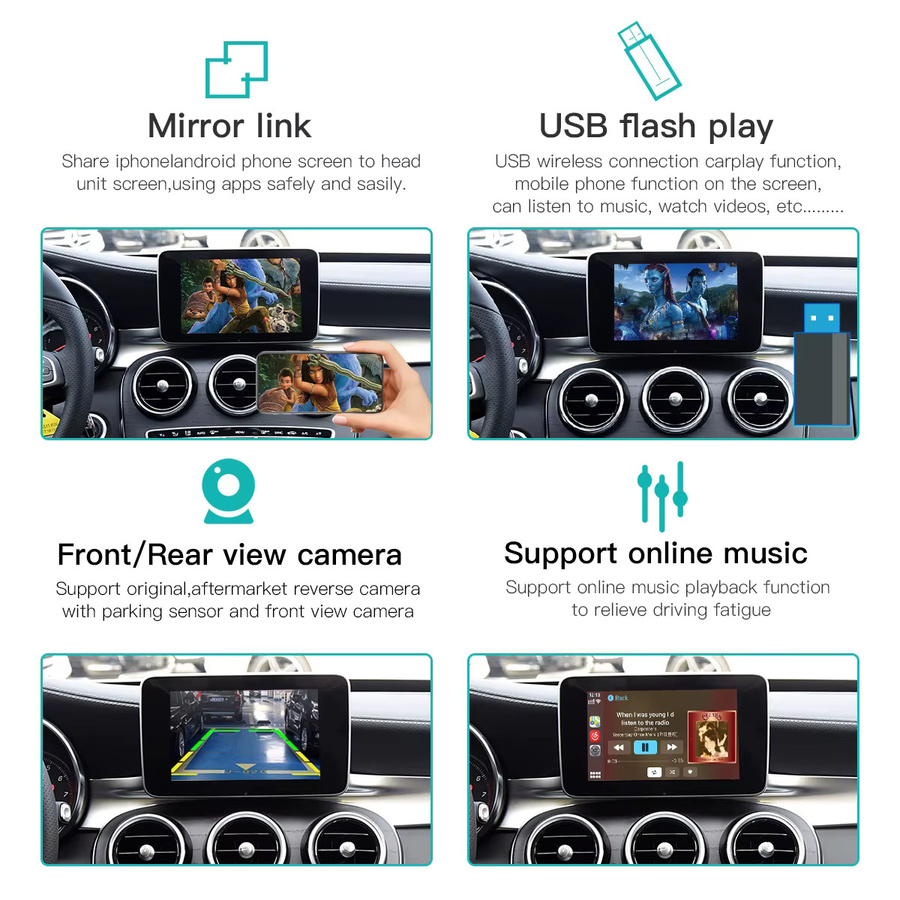 AUTOABC Drahtlose CarPlay und Android Auto Adapter für Mercedes NTG5.0 Klassen A B C S CLA CLS GLA GLS GLC GLE V250 V260 Sprinter via Bluetooth - Bild 3