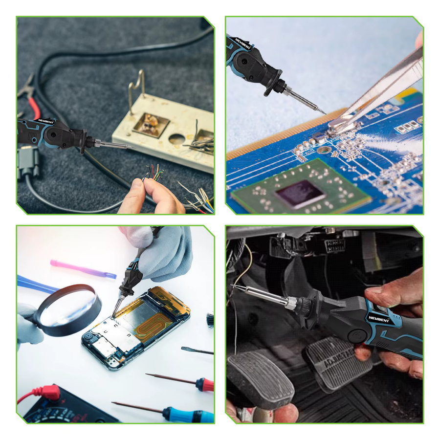 NEWBENY Elektrischer Lötkolben 30W mit einstellbarer Temperatur in Schwarz für 12V Batterien - Bild 5