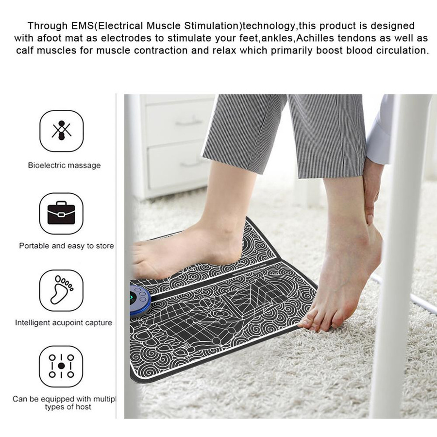 YJMP beauty health Elektrische Fußmassagematte mit EMS, LED-Digitalanzeige, 19 Modi und 8 Gängen inklusive Fernbedienung und Elektrodenpads zur Muskelentlastung - Bild 3