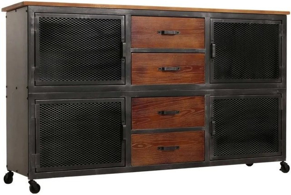 MCW Werkstattwagen N28 mit 4 Schubladen in Schwarz und Natur, B/H/T: 90 x 150 x 40 cm