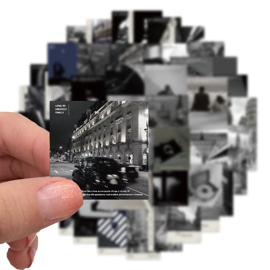 52 Stück Retro-Aufkleber im britischen Stil in Schwarz und Weiß von Golden Memory Stickers Store für Laptop, Gepäck und Skateboard - Bild 4