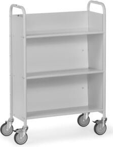 Fetra Bürowagen 4891 mit geneigten Böden in Grau und Weiß, Tragkraft 150 kg, TPE-Reifen, Stahl - Bild 1