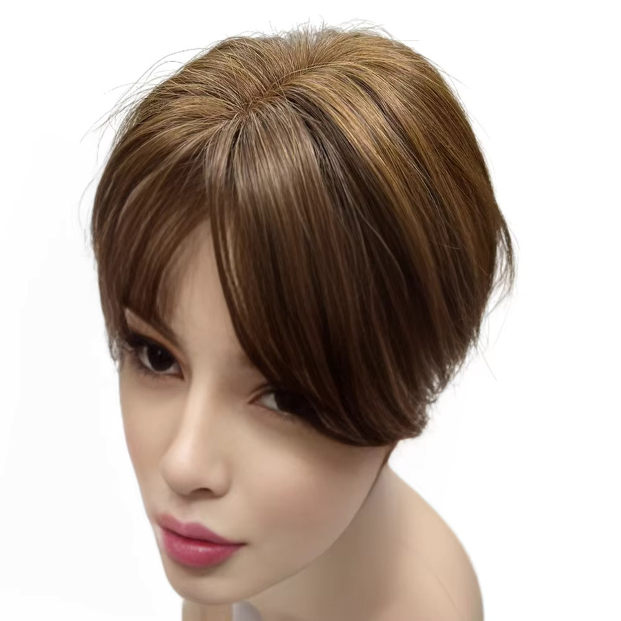 Satifresion Kurzhaar-Topper für Damen, Echthaar, glatt, 15,2 cm - Bild 2