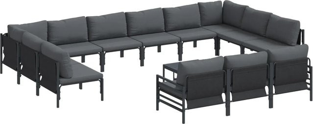 vidaXL Garten-Sofa-Set 14-teilig aus Stahl in Anthrazit - Bild 1