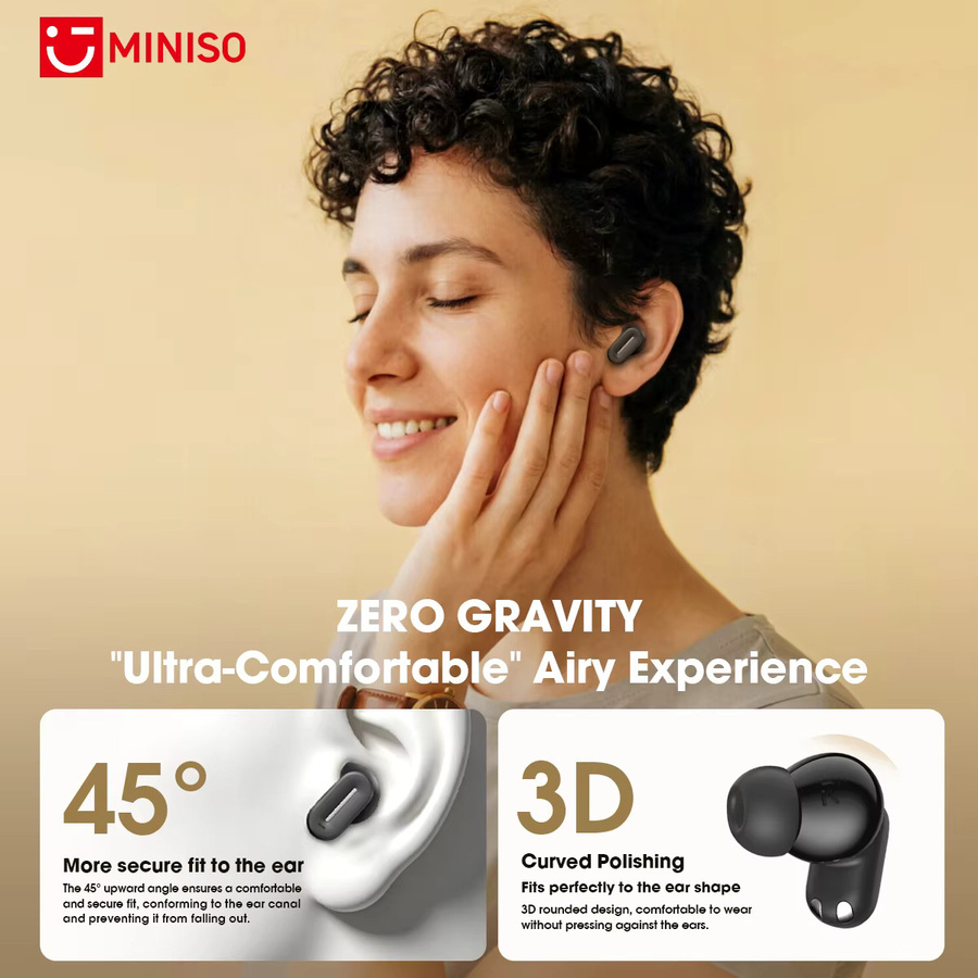 MINISO MS132 Kabellose Bluetooth-Kopfhörer in Schwarz mit 50 Stunden Wiedergabezeit und geringer Latenz - Bild 3