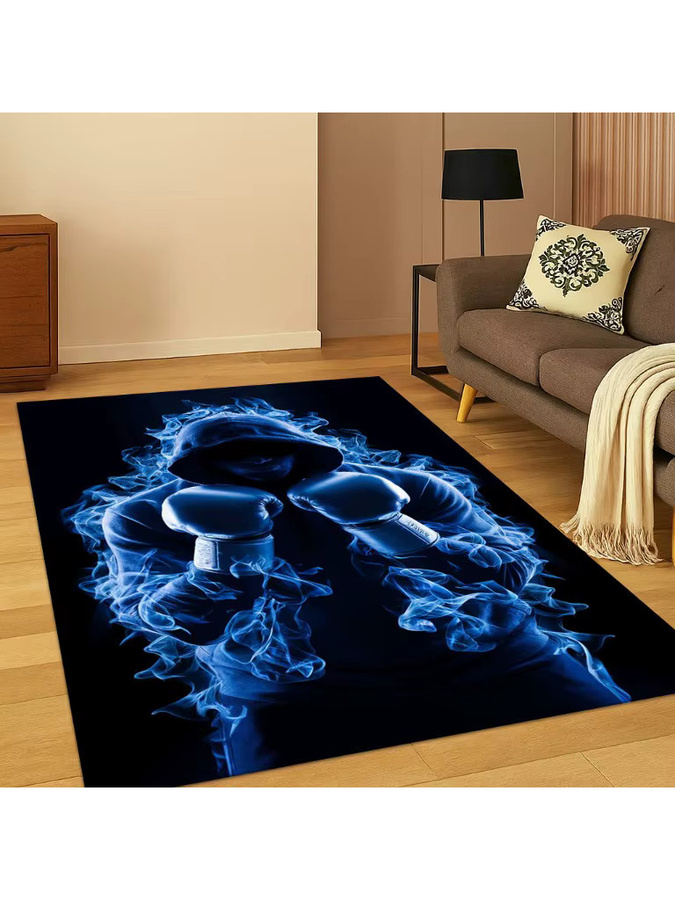 Faviora 3D-Boxhandschuhe Teppich mit abstraktem Design, blau, rutschfest, rechteckig, B/T: 60 x 60 cm - Bild 2