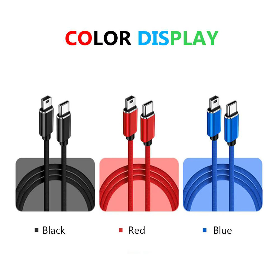 DITIPOO USB-C auf Mini-USB 5-Pin OTG-Kabel in Blau für Datenübertragung und Schnellladen von Digitalkameras, MP3-Playern und GPS-Empfängern - Bild 4