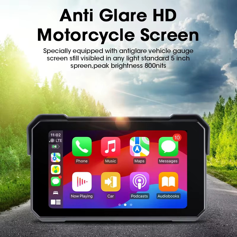Develuck Tragbares Motorrad-Navigationsgerät mit GPS Touchscreen, Kabelloses CarPlay und Android Auto, IPX7 Wasserdicht, Schwarz - Bild 5
