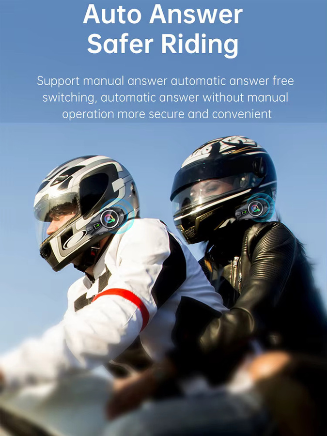 XINOWY Q68-Max Motorradhelm Bluetooth-Headset mit Gegensprechanlage für 2 Fahrer, Musikfreigabe, IP56 wasserdicht und Rauschunterdrückung, Farbe: Schwarz - Bild 6