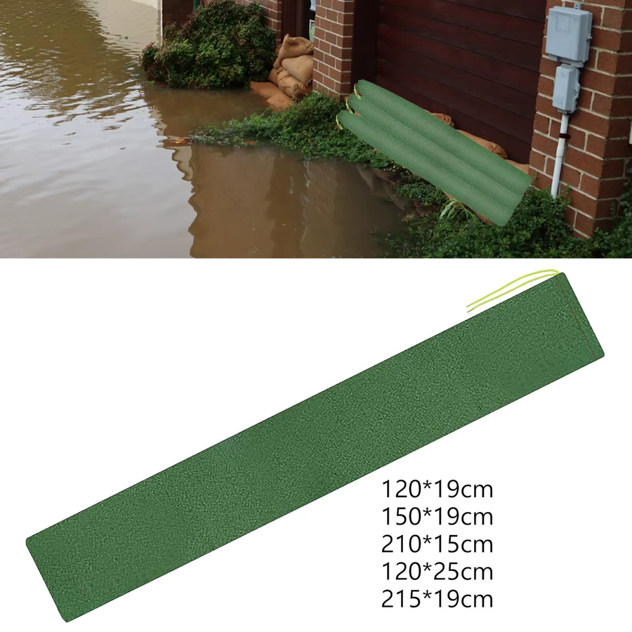 Grüner Hochwasserschutz-Sandsack als lange Überschwemmungs-Wasserbarriere für den Regenschutz deiner Haustür, Breite: 120 cm - Bild 2