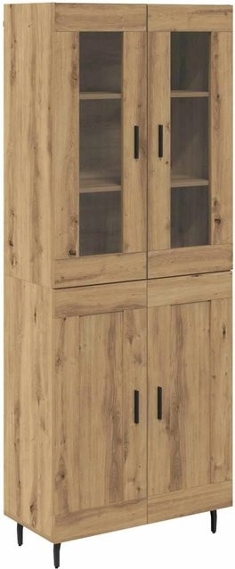 vidaXL Highboard 2-teilig Artisan-Eiche mit Glastüren aus Glas und Engineered Wood, B/H/T: 180 x 69,5 x 40 cm - Bild 1