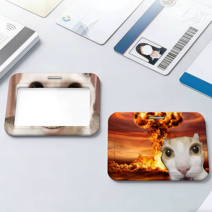Lustige Katzen-Meme Kunst Schiebe-Kartenhülle aus Kunststoff in Multicolour für Ausweise, Namensschilder und Busfahrkarten - Bild 3