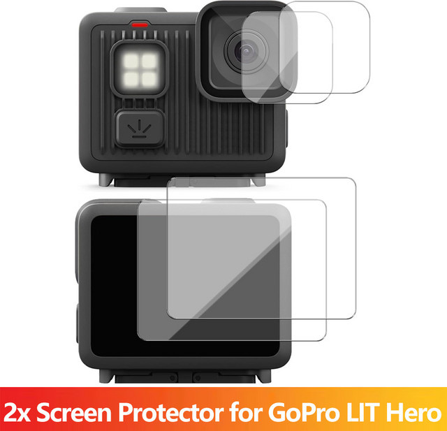 2er-Pack Displayschutzfolie aus gehärtetem Glas für GoPro Hero, transparente Objektivabdeckung, kratzfest und blasenfrei - Bild 1