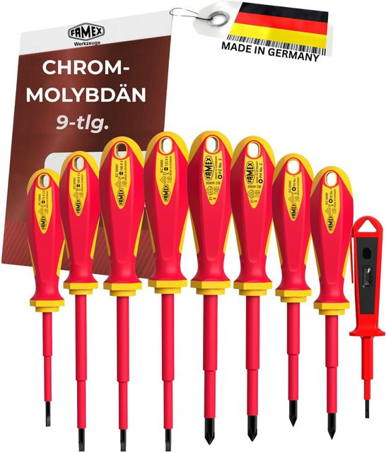FAMEX 7734-9 Elektriker Schraubendreher VDE Set, 9-teilig, Rot - Bild 1