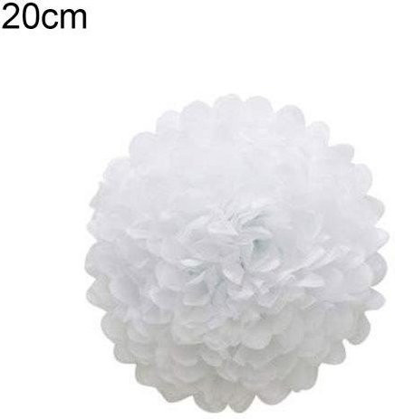 Amusedly Papier Pompoms Blumenkugeln in Weiß für Party und Hochzeit, Durchmesser: 20 cm - Bild 1