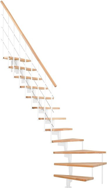 Minka Mittelholmtreppe Style Turn in Buche Weiß für eine Raumhöhe bis 304 cm - Bild 1