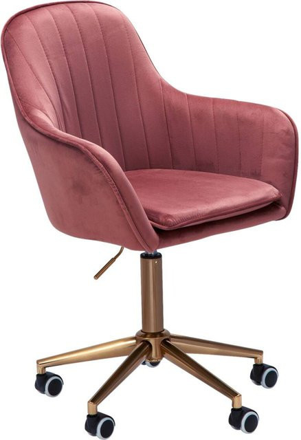 Amstyle Drehstuhl aus Samt in Rosa mit Metallgestell für Home Office und Erwachsene, Höhe: 105 cm, Breite: 42 cm, Tiefe: 54 cm - Bild 1