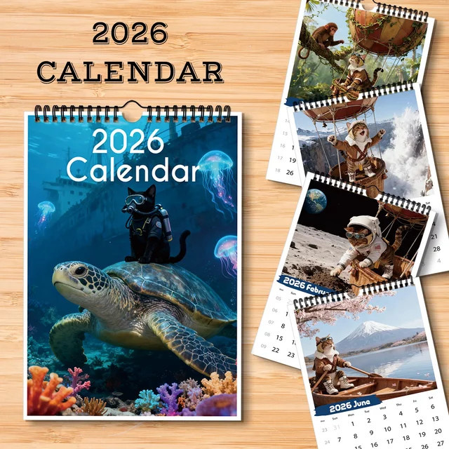 Kalender 2026 mit Katzenmotiv in Multicolor - Bild 1