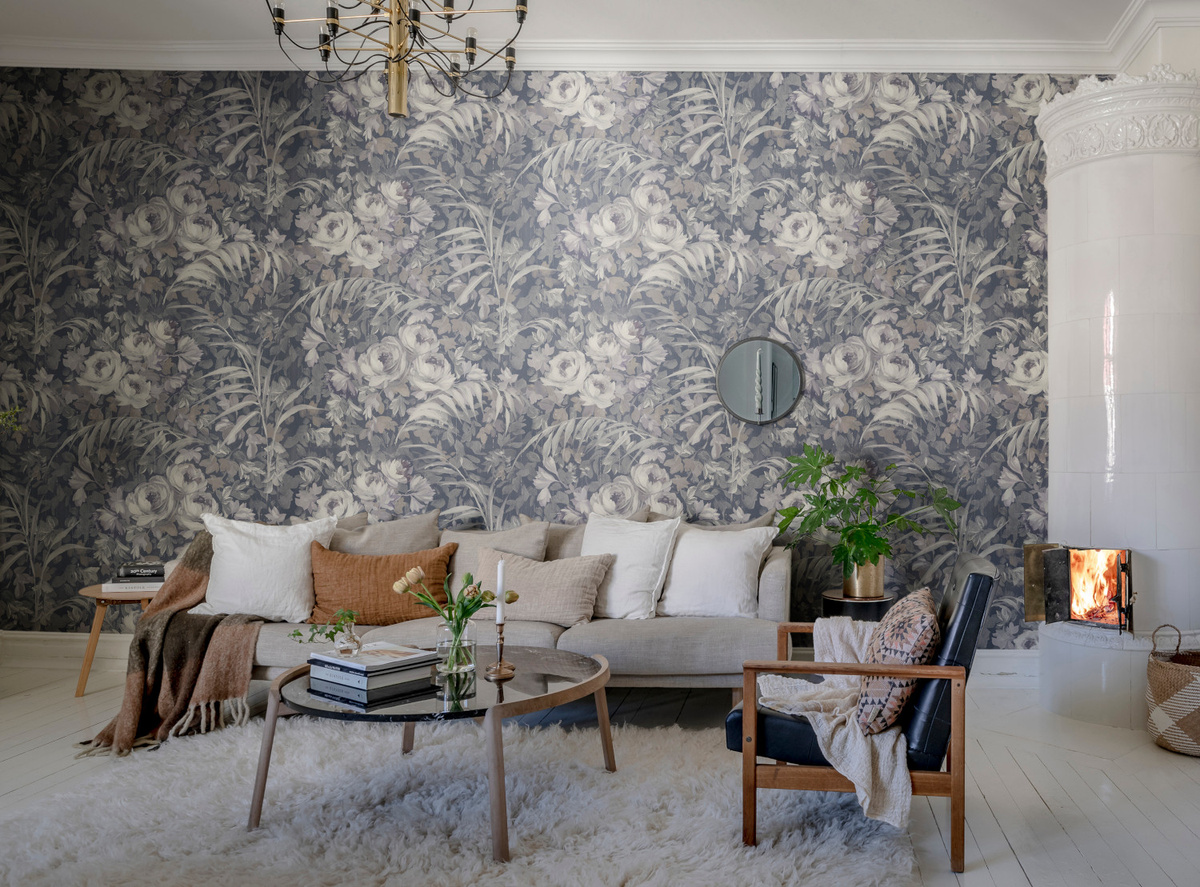 Rebel Walls Mural Dazzling Foliage Wandtattoo in Blau mit floralem Vintage-Design - Bild 2