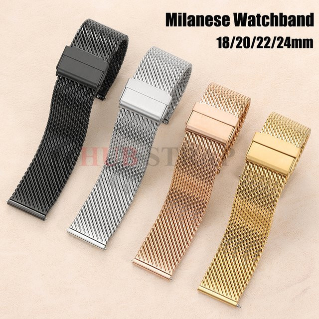 Uhrenarmband Mesh Milanese, Edelstahl, Silber, 18mm 20mm 22mm 24mm - Bild 1
