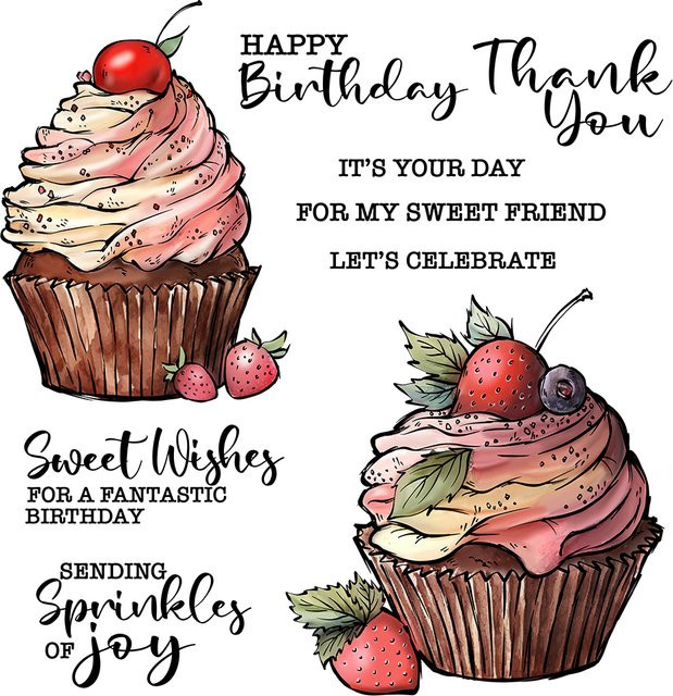 Mango craft Cupcake Motiv Stempel Set aus Metall und Silikon für DIY Scrapbooking und Kartenbasteln - Bild 1