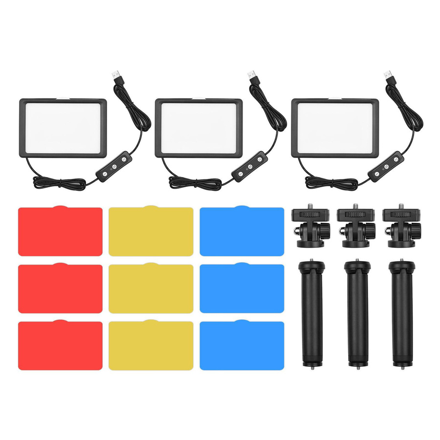 Andoer USB Video Konferenz Beleuchtung Kit mit 3 dimmbaren LED Tischleuchten 5600K in Schwarz - Bild 4