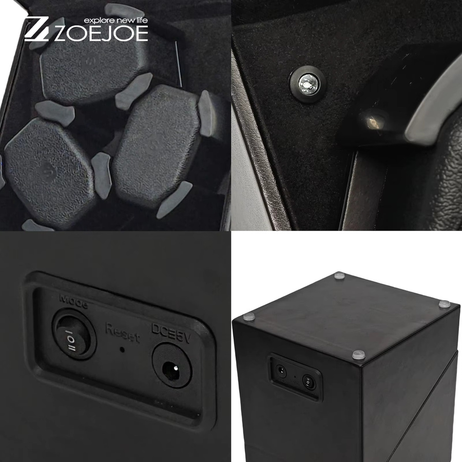 ZOEJOE Automatischer Uhrenbeweger, 3-Slot, PU-Leder, Schwarz, Unisex - Bild 5