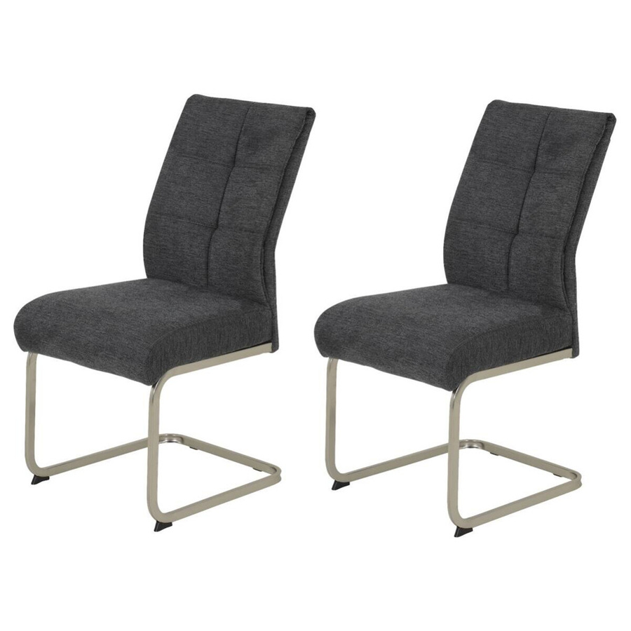 2er-Set Schwingstühle Hela in Anthrazit mit Microfaser-Webstoff und Edelstahloptik, B/H/T: 50 x 99 x 66 cm - Bild 2
