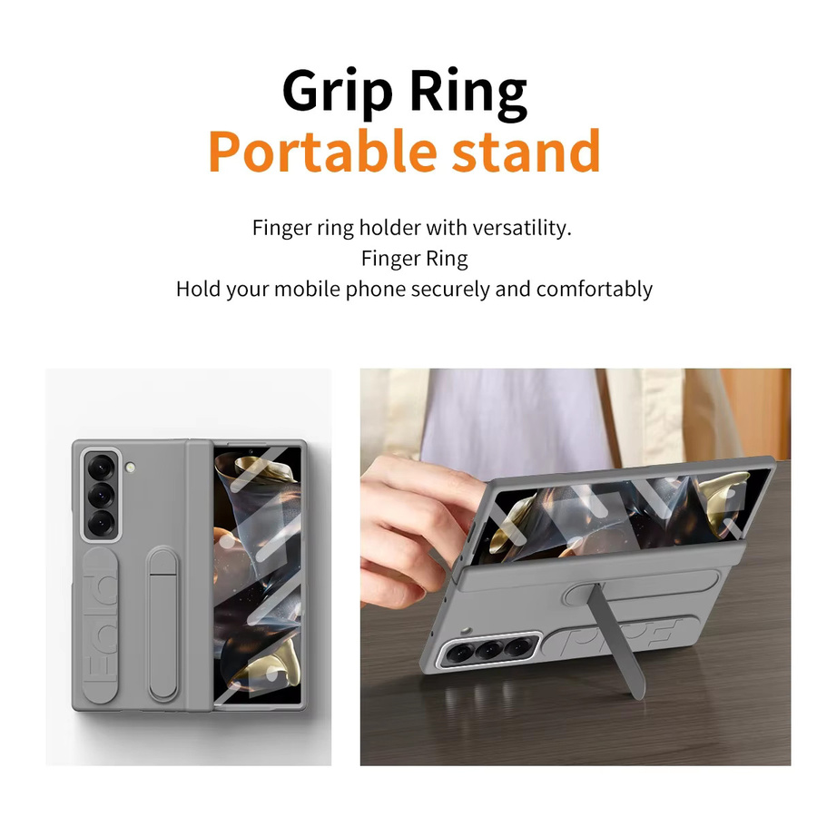 Original Matte Skin Feel Handyhülle mit S Pen Stand und Armbandhalter für Samsung Galaxy Z Fold 7 6 5 4 3 in Pink oder Grey - Bild 4