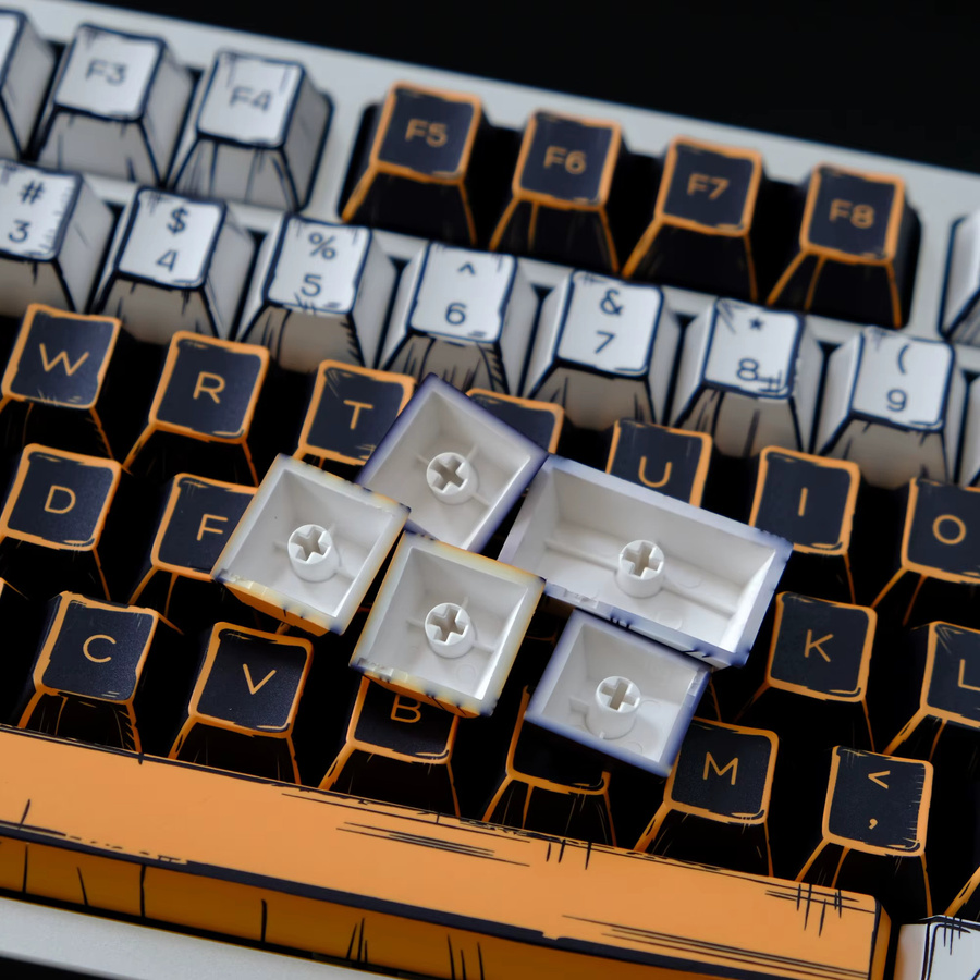 Jaycomia Comic Virtual War PBT Cherry Tastenkappen Set für mechanische und magnetische Tastaturen, Dye-Sub, Weiß/Mehrfarbig - Bild 3