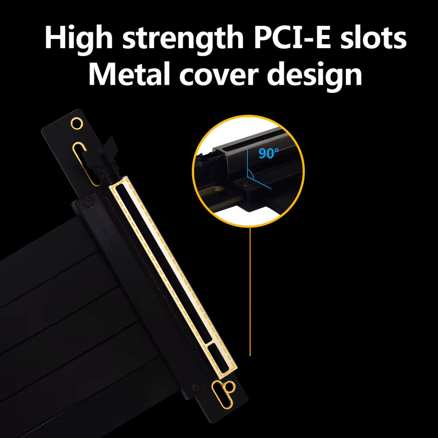 TISHRIC PCIe x16 Riser-Kabel für Grafikkarten, industriell geschirmt und flexibel, 90 Grad Winkel, in Schwarz oder Weiß - Bild 2