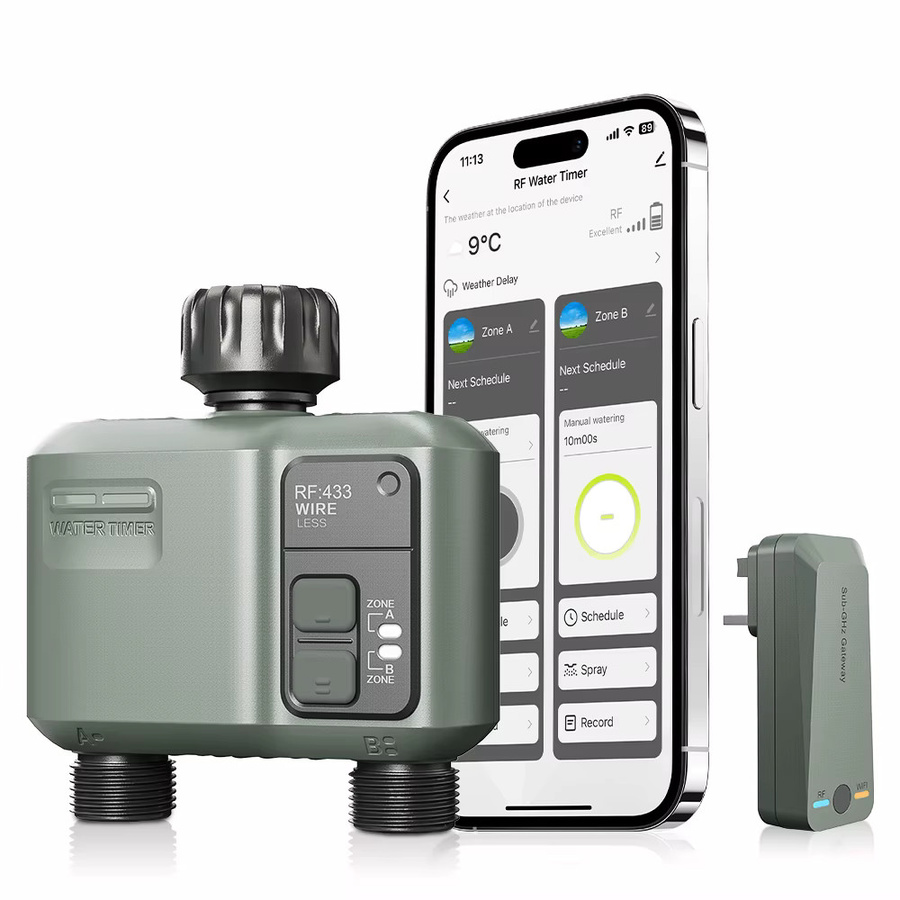 Tuya WLAN-Bewässerungstimer für den Außenbereich in Grau mit Regenverzögerung und programmierbarer Steuerung für deinen Gartenschlauch - Bild 2