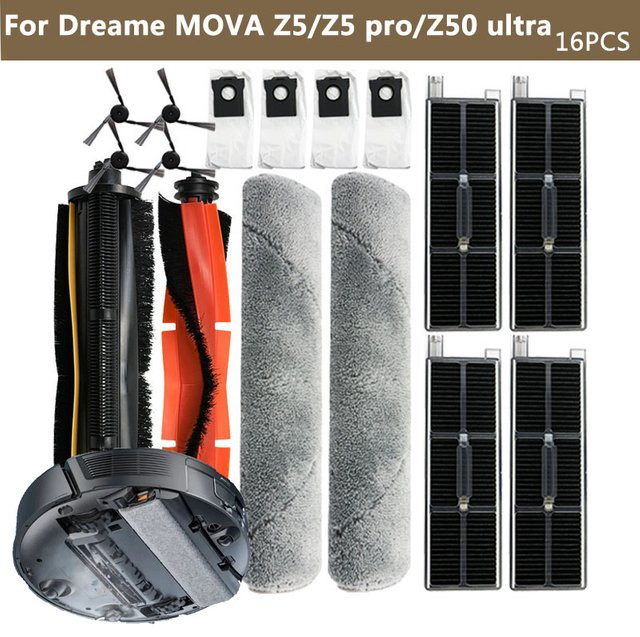 Dreame MOVA Ersatzteil-Set für Z5, Z5 Pro, Z60, G30 Pro und G30 Ultra: Anti-Verwickelungs-Rollenbürste, Wischmopp, Staubbeutel und HEPA-Filter in Multicolour - Bild 1