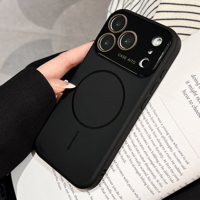Luxuriöse MagSafe Kristall-Objektivhülle für Apple iPhone 17, 16, 15, 14, 13, 12 Pro Max in Schwarz mit kabellosem Laden und weichem Material - Bild 1