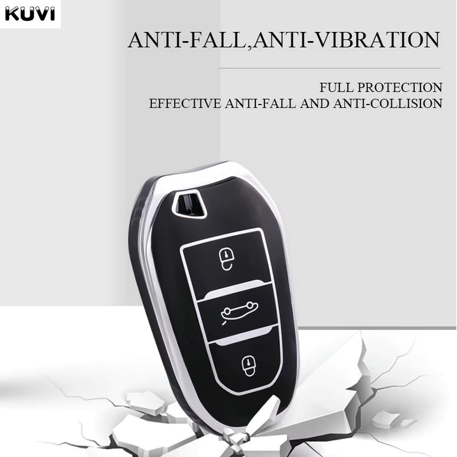 Kuvi TPU Auto Smart Key Case Cover Shell für Peugeot und Citroen in Schwarz - Bild 4