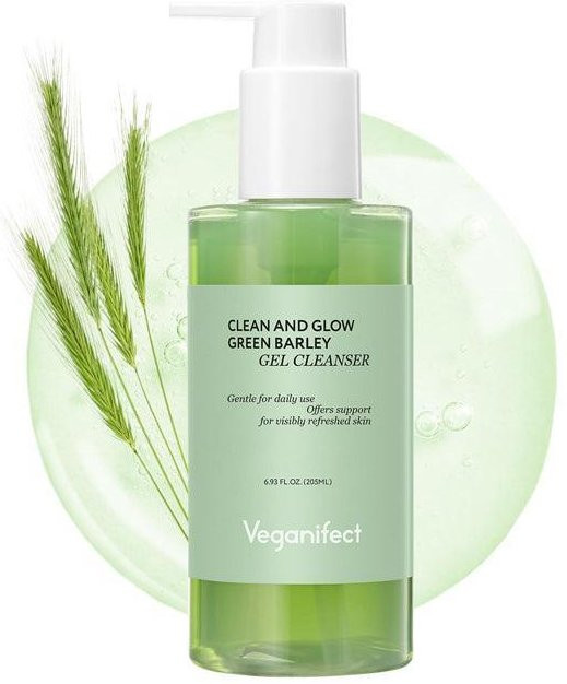 Veganifect Clean And Glow Gerstengel Gesichtsreiniger Gel, 205 ml, mit Salicylsäure - Bild 1