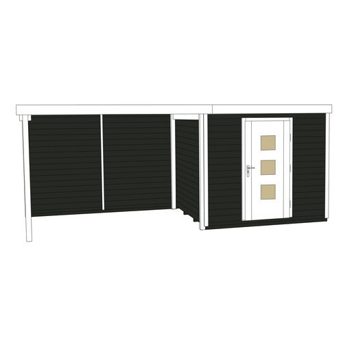 WEKA Holz-Gartenhaus wekaLine 413 B Gr. 2 in Anthrazit mit Flachdach und Vordach, B/H/T: 596 x 244 x 300 cm - Bild 4