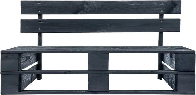 vidaXL Garten-Palettenbank aus Kiefernholz in Schwarz für Garten und Terrasse, B/T/H: 110 x 65 x 55 cm - Bild 1