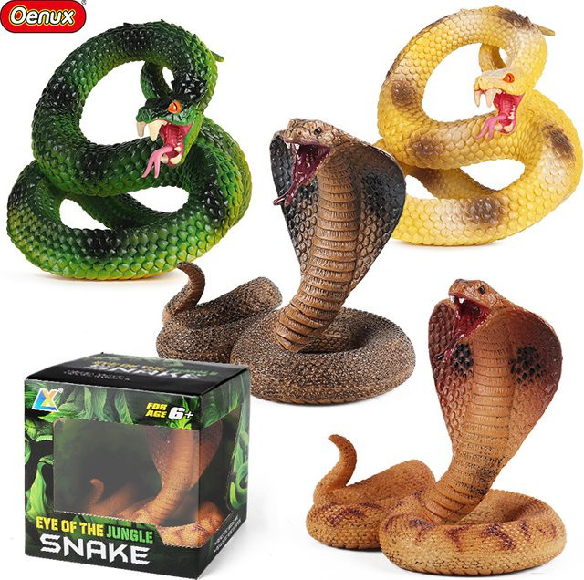 Oenux Wald Schlangen Tiere Kobra Klapperschlange Python, Actionfiguren, Reptilien Modell - Bild 1