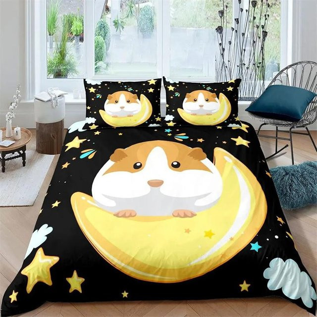Lodestar Bettwäsche-Set mit Hamster-Motiv, 2er-Set aus Mikrofaser, Farbe: Schwarz, B/H: 135 x 200 cm - Bild 1