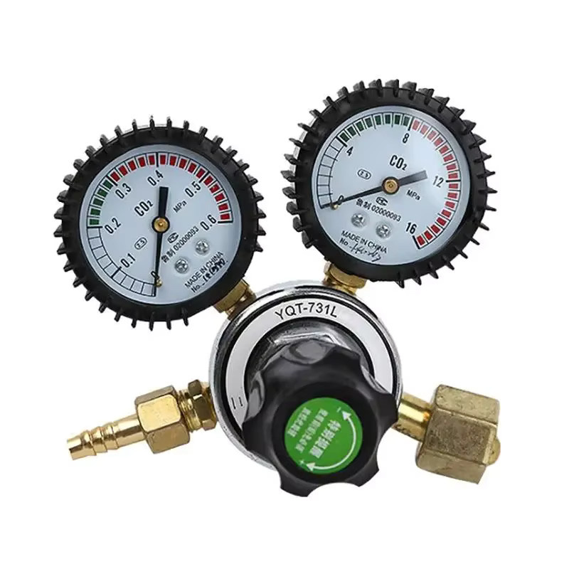 ZJMZYM CO2-Druckregler mit Doppelmanometer als Kohlendioxid-Schweißdruckminderer in Silber - Bild 2