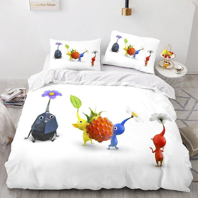 Allbestart Pikmin Bettwäscheset mit Motiv Hocotate und Olimar, 2-3-teiliges Set aus Mikrofaser in Weiß, B/T: 259 x 228 cm - Bild 1