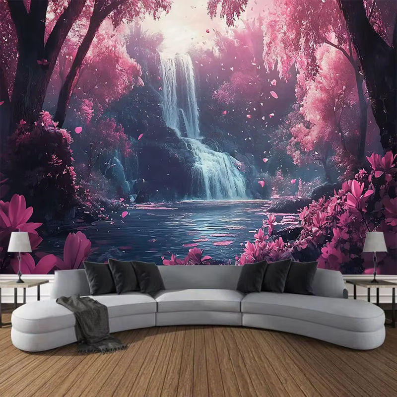 VIKAMA Forest Wandteppich – Mehrfarbiger Bohemian Wandbehang mit Pflanzen, Blättern und Schmetterlingen als dekorative Textil-Wanddekoration - Bild 1