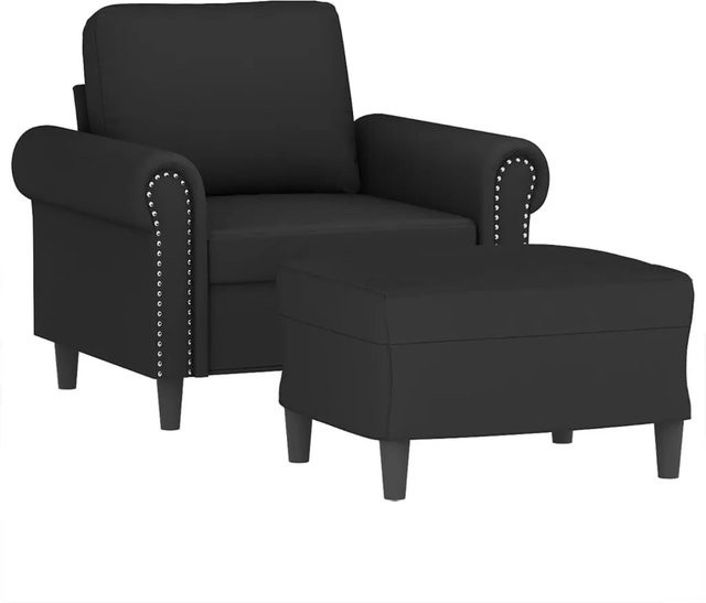 vidaXL Sessel mit Hocker in Schwarz aus Samt mit Armlehnen und modernem Design - Bild 1