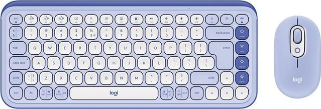 Logitech POP Icon Combo kabelloses Tastatur-und-Maus-Set mit Bluetooth LE, QWERTY US International, Flieder und Off-White - Bild 1